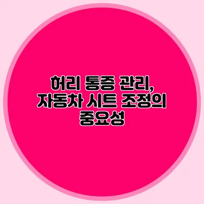 허리 통증 관리, 자동차 시트 조정의 중요성